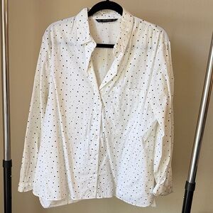 Zara Polka Dot Button Down Top